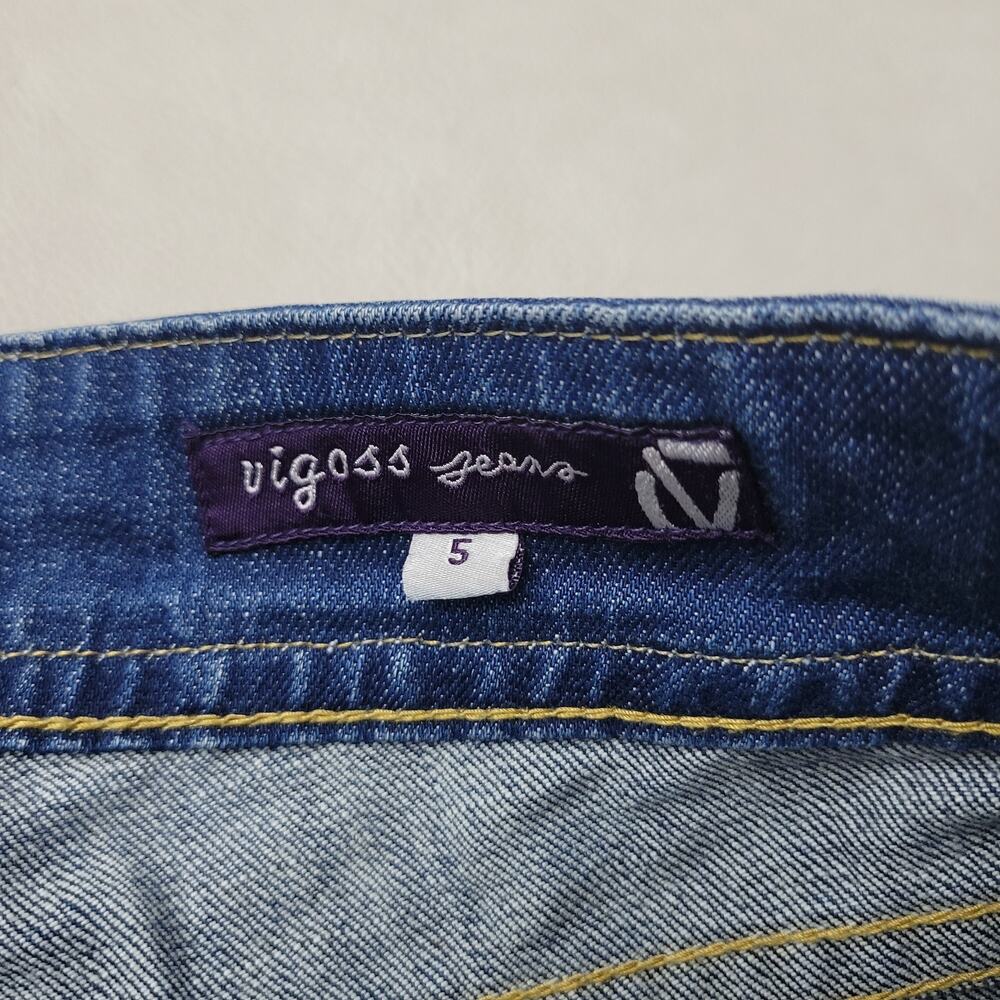 Vigoss Womens Jeans Straight Low Rise 29x31 Flap Pocket Distressed Stretch Sz5 - Picture 9 of 13